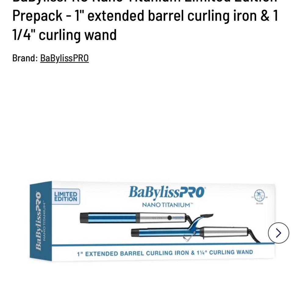 BaBylissPRO Nano Titanium Curling Iron and Wand - Blue and Silver